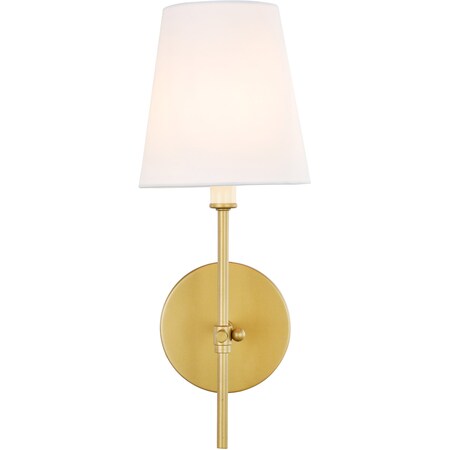 Living District Mel One Light Brass And White Shade Wall Sconce LD6004W6BR